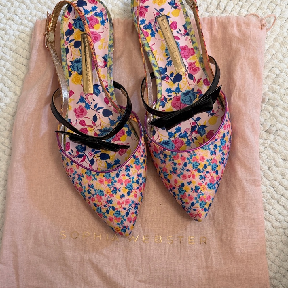 Sophia Webster Floral Heels - Pink and Black